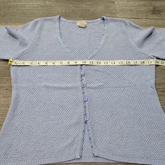 Sigrid Olsen Sport Bluish Purple Linen Button Up Cardigan Long Sleeve Sweater - Picture 5 of 7